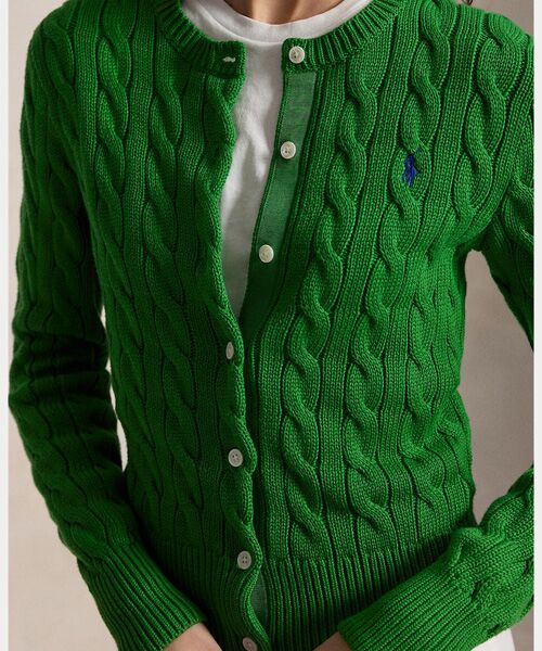 POLO RALPH LAUREN / ポロ ラルフ ローレン カーディガン・ボレロ | ケーブルニット コットン クルーネック カーディガン | 詳細4