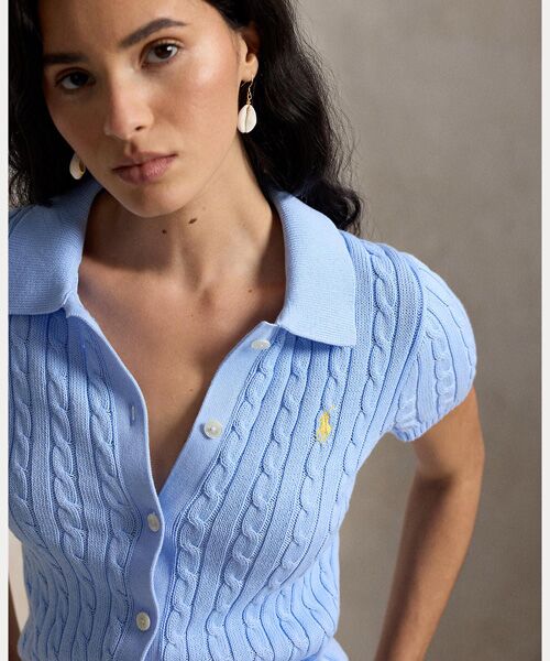 POLO RALPH LAUREN / ポロ ラルフ ローレン カーディガン・ボレロ | ケーブル コットン ショートスリーブ Polo カーディガン | 詳細4