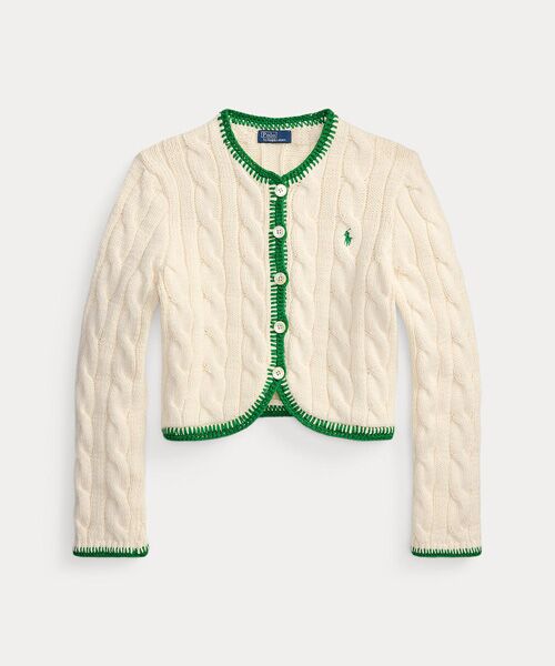 POLO RALPH LAUREN / ポロ ラルフ ローレン カーディガン・ボレロ | ケーブルニット クロップド カーディガン | 詳細1