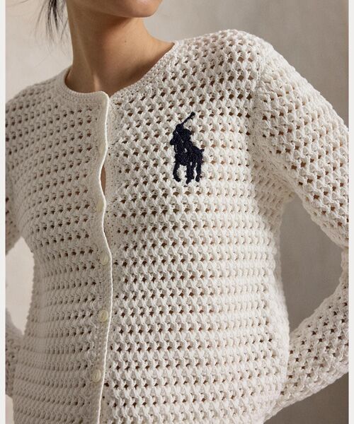 POLO RALPH LAUREN / ポロ ラルフ ローレン カーディガン・ボレロ | Big Pony クロシェイド コットン カーディガン | 詳細4