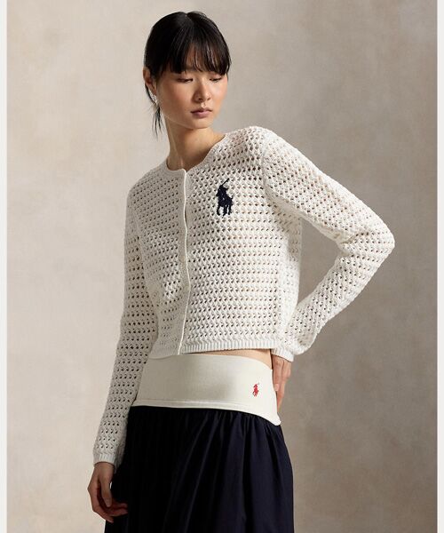 POLO RALPH LAUREN / ポロ ラルフ ローレン カーディガン・ボレロ | Big Pony クロシェイド コットン カーディガン | 詳細5
