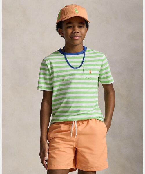 POLO RALPH LAUREN / ポロ ラルフ ローレン Tシャツ | (ボーイズ 8才～20才)ストライプド コットン ジャージー ポケット Tシャツ（300グリーン）
