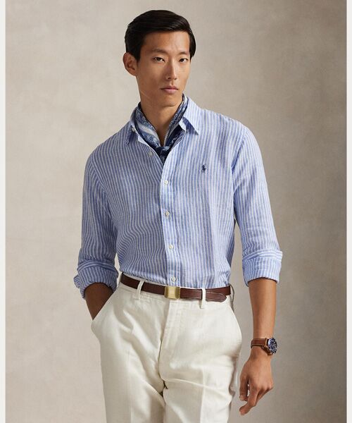 POLO RALPH LAUREN / ポロ ラルフ ローレン シャツ・ブラウス | クラシック フィット ストライプド リネン シャツ（400ブルー）