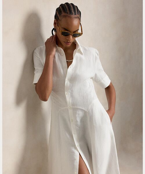 POLO RALPH LAUREN / ポロ ラルフ ローレン ロング・マキシ丈ワンピース | リネン パネルド シャツドレス | 詳細2