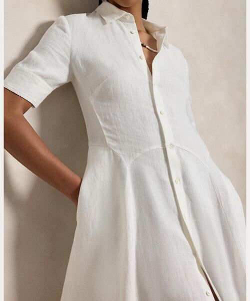 POLO RALPH LAUREN / ポロ ラルフ ローレン ロング・マキシ丈ワンピース | リネン パネルド シャツドレス | 詳細4