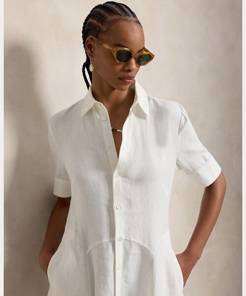 POLO RALPH LAUREN / ポロ ラルフ ローレン ロング・マキシ丈ワンピース | リネン パネルド シャツドレス | 詳細5