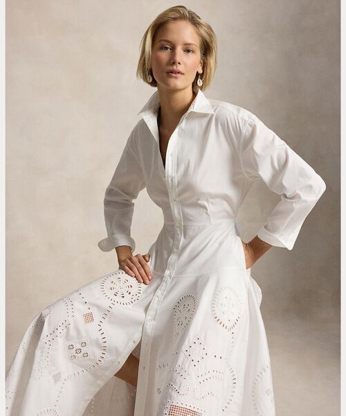 POLO RALPH LAUREN / ポロ ラルフ ローレン ロング・マキシ丈ワンピース | コットン アイレット シャツドレス | 詳細2