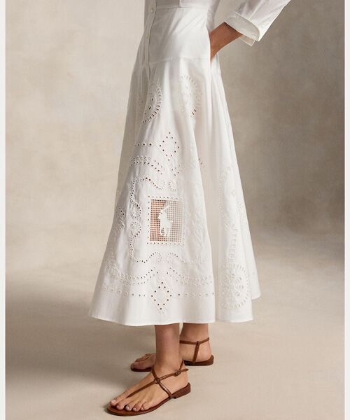 POLO RALPH LAUREN / ポロ ラルフ ローレン ロング・マキシ丈ワンピース | コットン アイレット シャツドレス | 詳細4