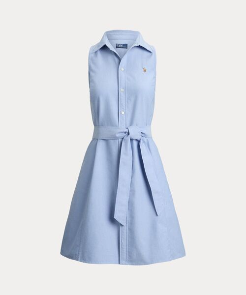 POLO RALPH LAUREN / ポロ ラルフ ローレン ミニ丈・ひざ丈ワンピース | コットン オックスフォード スリーブレス シャツドレス | 詳細1