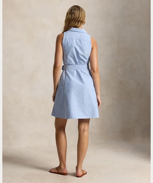 POLO RALPH LAUREN / ポロ ラルフ ローレン ミニ丈・ひざ丈ワンピース | コットン オックスフォード スリーブレス シャツドレス | 詳細3