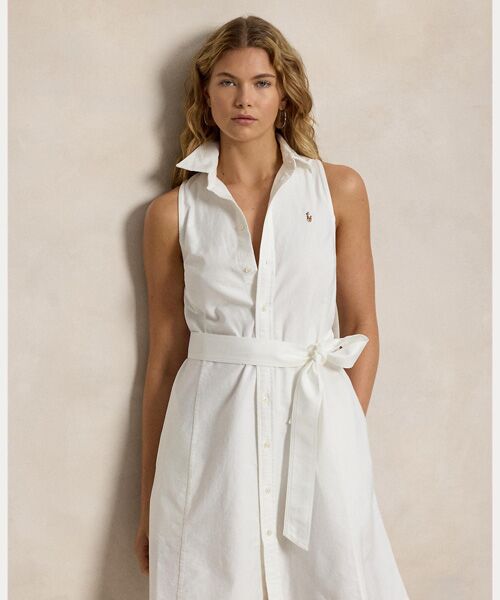 POLO RALPH LAUREN / ポロ ラルフ ローレン ミニ丈・ひざ丈ワンピース | コットン オックスフォード スリーブレス シャツドレス | 詳細2