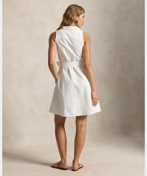 POLO RALPH LAUREN / ポロ ラルフ ローレン ミニ丈・ひざ丈ワンピース | コットン オックスフォード スリーブレス シャツドレス | 詳細3