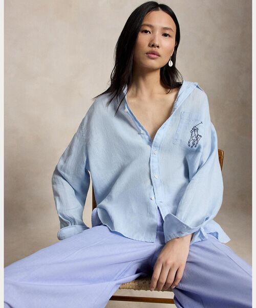 POLO RALPH LAUREN / ポロ ラルフ ローレン シャツ・ブラウス | オーバーサイズ フィット Big Pony リネン シャツ（400ブルー）