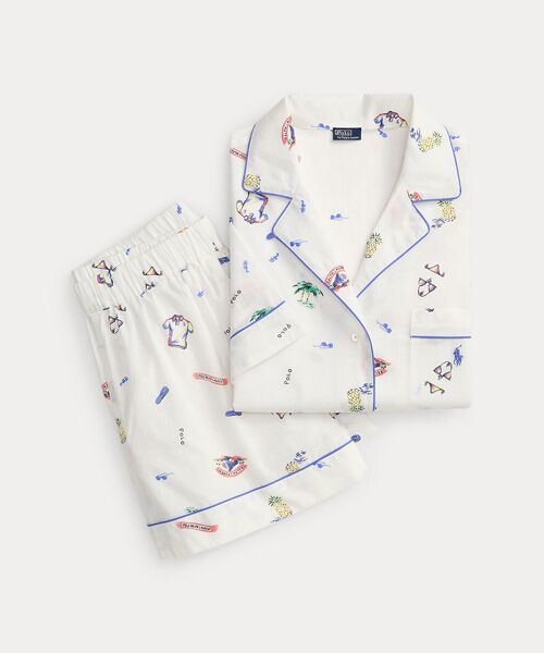POLO RALPH LAUREN / ポロ ラルフ ローレン ルームウェア | プリント コットン シャツ & ショートパンツ パジャマ セット | 詳細1
