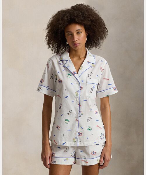 POLO RALPH LAUREN / ポロ ラルフ ローレン ルームウェア | プリント コットン シャツ & ショートパンツ パジャマ セット | 詳細2
