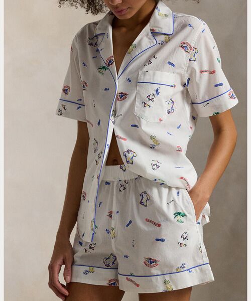 POLO RALPH LAUREN / ポロ ラルフ ローレン ルームウェア | プリント コットン シャツ & ショートパンツ パジャマ セット | 詳細4