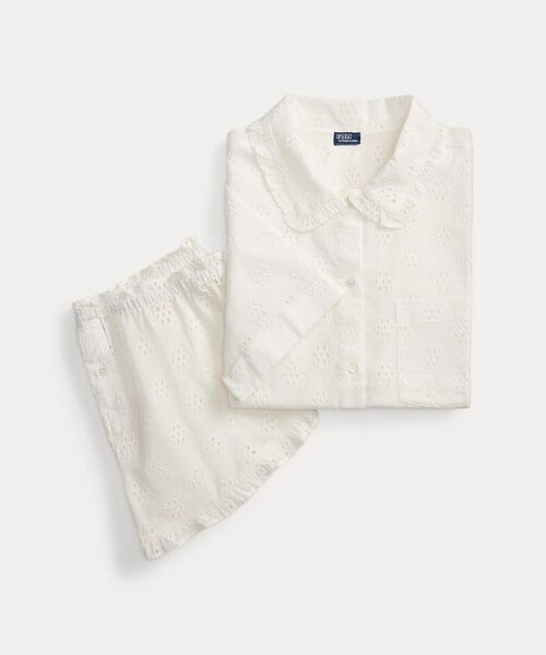 POLO RALPH LAUREN / ポロ ラルフ ローレン ルームウェア | アイレット コットン シャツ & ショートパンツ パジャマ セット | 詳細1