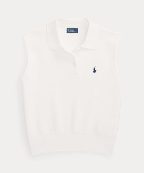 POLO RALPH LAUREN / ポロ ラルフ ローレン ニット・セーター | コットン クロップド スリーブレス ポロ セーター | 詳細1