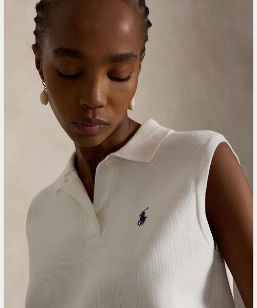 POLO RALPH LAUREN / ポロ ラルフ ローレン ニット・セーター | コットン クロップド スリーブレス ポロ セーター | 詳細4