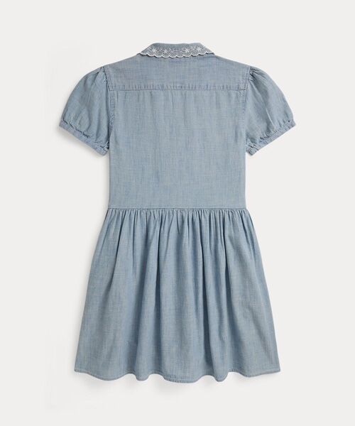 POLO RALPH LAUREN / ポロ ラルフ ローレン ミニ丈・ひざ丈ワンピース | (ガールズ 7才～16才)インディゴ コットン シャンブレー シャツドレス | 詳細1
