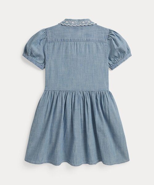 POLO RALPH LAUREN / ポロ ラルフ ローレン ミニ丈・ひざ丈ワンピース | (ガールズ 2才～6才)インディゴ コットン シャンブレー シャツドレス | 詳細1