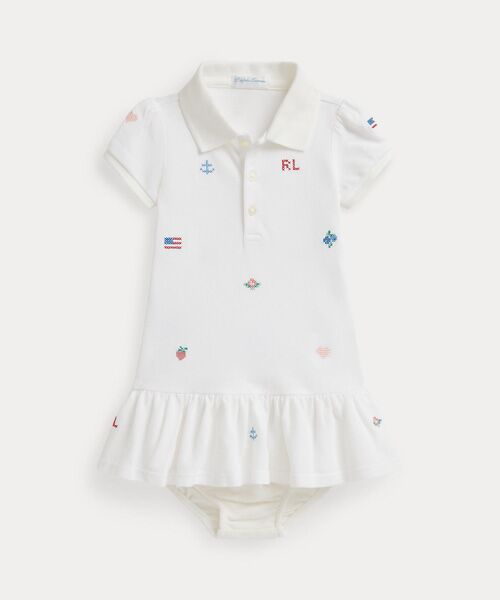 POLO RALPH LAUREN / ポロ ラルフ ローレン 未設定 | (ベビー)エンブロイダリー コットン ポロ ドレス & ブルマー（100ホワイト）