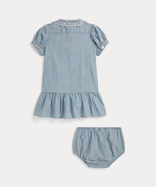 POLO RALPH LAUREN / ポロ ラルフ ローレン ベビー・キッズウエア | (ベビー)インディゴ コットン シャンブレー ドレス & ブルマー | 詳細1