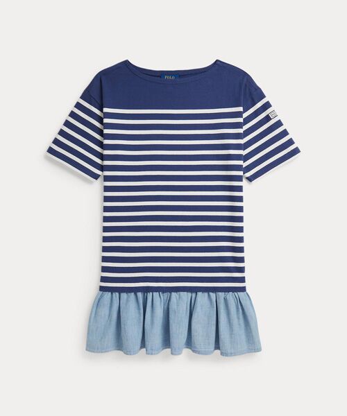 POLO RALPH LAUREN / ポロ ラルフ ローレン 未設定 | (ガールズ 7才～16才)ストライプド シャンブレースカート コットン ドレス（400ブルー）