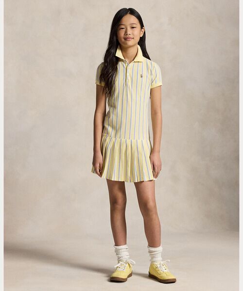 POLO RALPH LAUREN / ポロ ラルフ ローレン 未設定 | (ガールズ 7才～16才)ストライプド オックスフォード メッシュ ポロ ドレス（700イエロー）