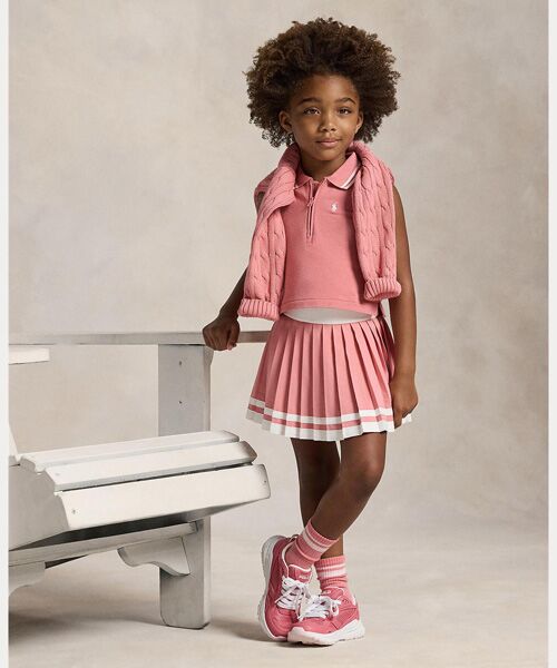 POLO RALPH LAUREN / ポロ ラルフ ローレン ポロシャツ | (ガールズ 2才～6才)ストレッチ メッシュ ハーフジップ ボクシー ポロシャツ | 詳細3
