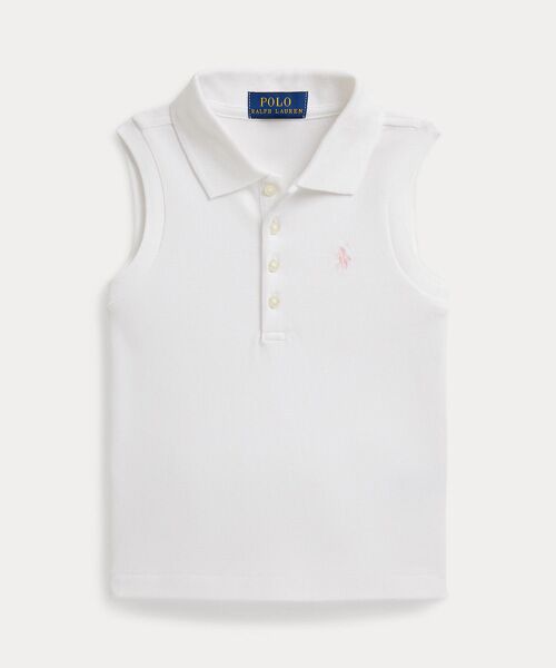 POLO RALPH LAUREN / ポロ ラルフ ローレン 未設定 | (ガールズ 2才～6才)ストレッチ メッシュ スリーブレス ポロシャツ（100ホワイト）