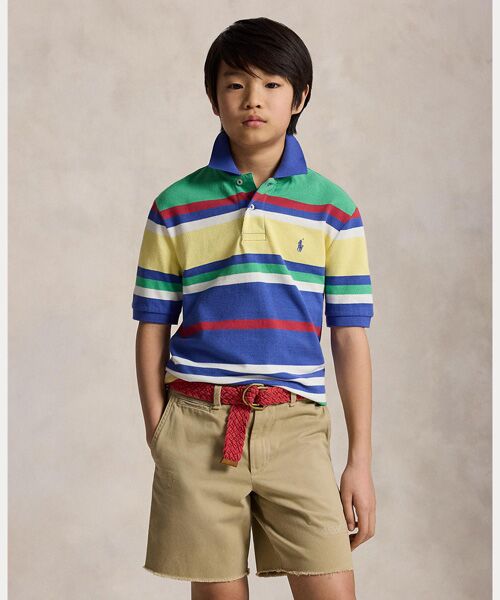 POLO RALPH LAUREN / ポロ ラルフ ローレン 未設定 | (ボーイズ 8才～20才)ストライプド コットン メッシュ ポロシャツ（400ブルー）