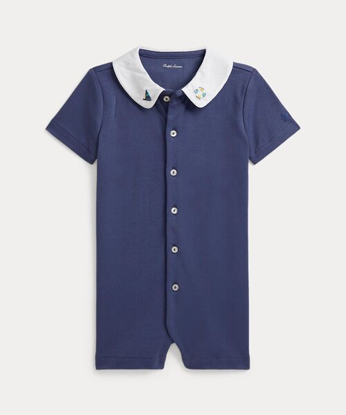 POLO RALPH LAUREN / ポロ ラルフ ローレン 未設定 | (ベビー)エンブロイダリー コットン インターロック ショートオール（410ネイビー）