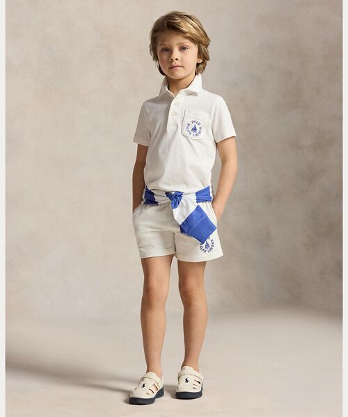 POLO RALPH LAUREN / ポロ ラルフ ローレン ショート・ハーフ・半端丈パンツ | (ボーイズ 2才～7才)ロゴ コットン ジャージー ショートパンツ（100ホワイト）