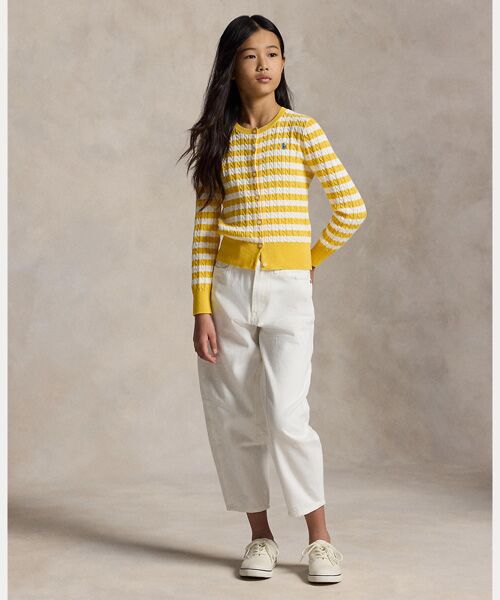 POLO RALPH LAUREN / ポロ ラルフ ローレン 未設定 | (ガールズ 7才～16才)ストライプド ミニケーブル コットン カーディガン | 詳細3