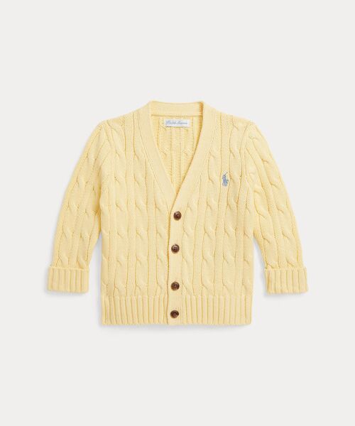 POLO RALPH LAUREN / ポロ ラルフ ローレン 未設定 | (ベビー)ケーブルニット コットン Vネック カーディガン（700イエロー）