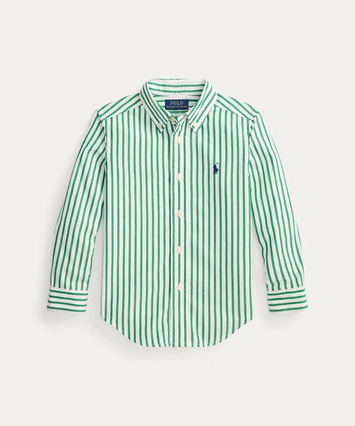 POLO RALPH LAUREN / ポロ ラルフ ローレン 未設定 | (ボーイズ 2才～7才)ストライプド コットン ポプリン シャツ（300グリーン）