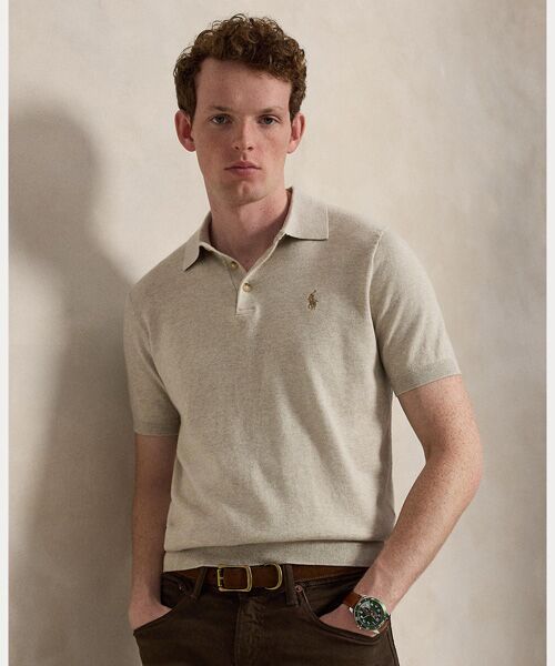 POLO RALPH LAUREN / ポロ ラルフ ローレン ニット・セーター | コットン ポロカラー セーター（200ブラウン）