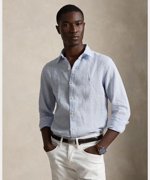 POLO RALPH LAUREN / ポロ ラルフ ローレン シャツ・ブラウス | クラシック フィット ストライプド リネン シャツ（400ブルー）