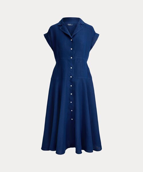 POLO RALPH LAUREN / ポロ ラルフ ローレン ロング・マキシ丈ワンピース | リネン キャップスリーブ シャツドレス | 詳細1