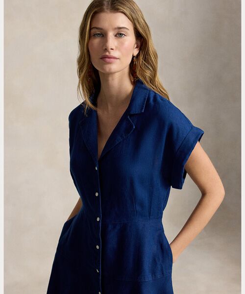 POLO RALPH LAUREN / ポロ ラルフ ローレン ロング・マキシ丈ワンピース | リネン キャップスリーブ シャツドレス | 詳細5