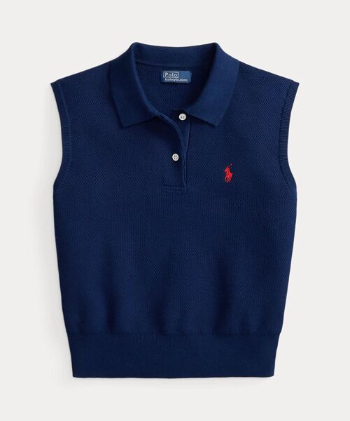 POLO RALPH LAUREN / ポロ ラルフ ローレン ポロシャツ | コットン クロップド スリーブレス ポロ セーター | 詳細1