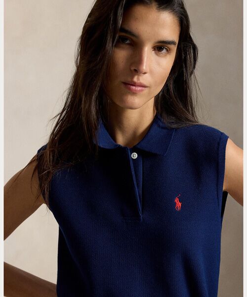 POLO RALPH LAUREN / ポロ ラルフ ローレン ポロシャツ | コットン クロップド スリーブレス ポロ セーター | 詳細4