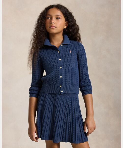 POLO RALPH LAUREN / ポロ ラルフ ローレン カーディガン・ボレロ | (ガールズ 7才~16才)コットン Polo カーディガン & スカート セット(410ネイビー)