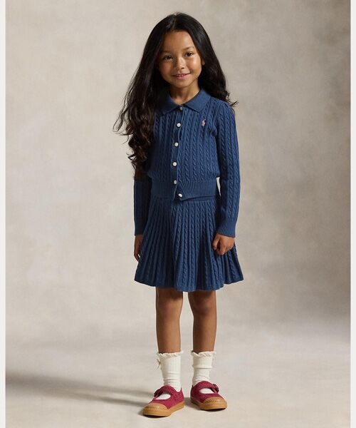 POLO RALPH LAUREN / ポロ ラルフ ローレン カーディガン・ボレロ | (ガールズ 2才~6才)コットン ポロ カーディガン & スカート セット(410ネイビー)