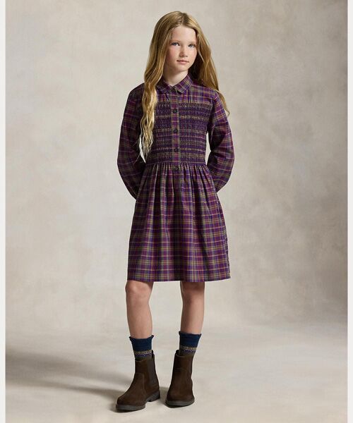 POLO RALPH LAUREN / ポロ ラルフ ローレン ミニ丈・ひざ丈ワンピース | (ガールズ 7才～16才)フローラル コットン ポプリン シャツドレス（999マルチカラー）