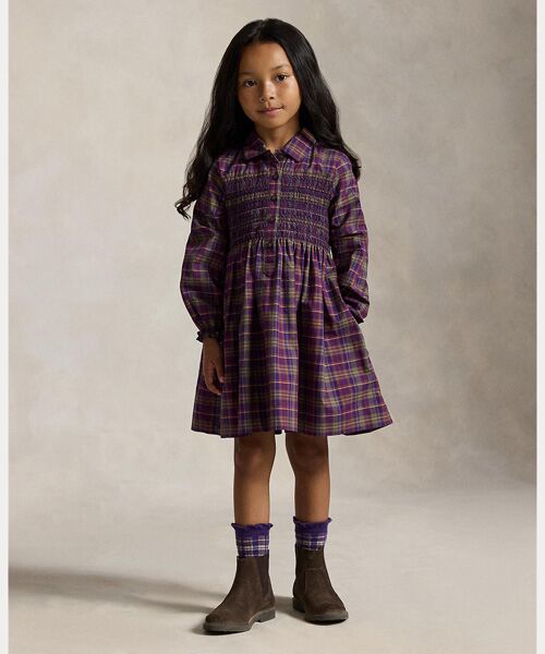 POLO RALPH LAUREN / ポロ ラルフ ローレン ミニ丈・ひざ丈ワンピース | (ガールズ 2才～6才)フローラル コットン ポプリン シャツドレス（999マルチカラー）
