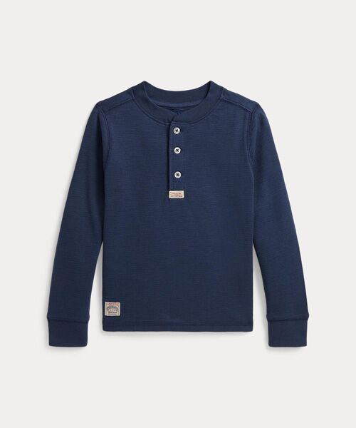 POLO RALPH LAUREN / ポロ ラルフ ローレン カットソー | (ボーイズ 2才~7才)ワッフルニット ヘンリーネック シャツ(410ネイビー)