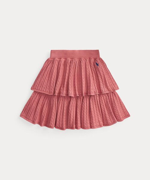 POLO RALPH LAUREN / ポロ ラルフ ローレン ミニ・ひざ丈スカート | (ガールズ 7才～16才)ミニケーブル ティアード コットン スカート（650ピンク）