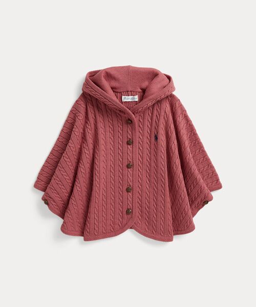POLO RALPH LAUREN / ポロ ラルフ ローレン ベビー・キッズウエア | (ベビー)ミニケーブル コットン フーデッド ポンチョ（650ピンク）